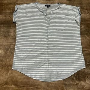 Chaps Striped Split Neck Line Short Sleeve Shirt Size Small